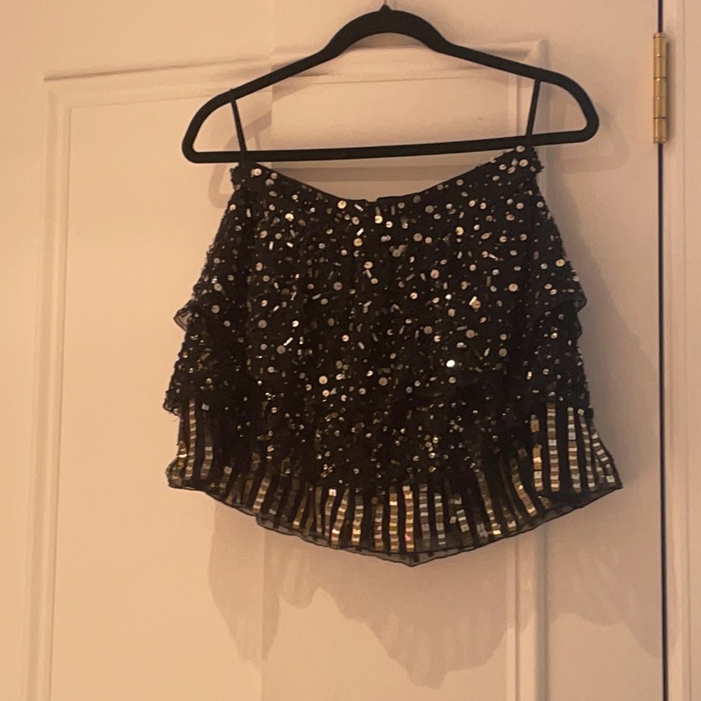 Alice and Olivia Tiered Sequined Skirt